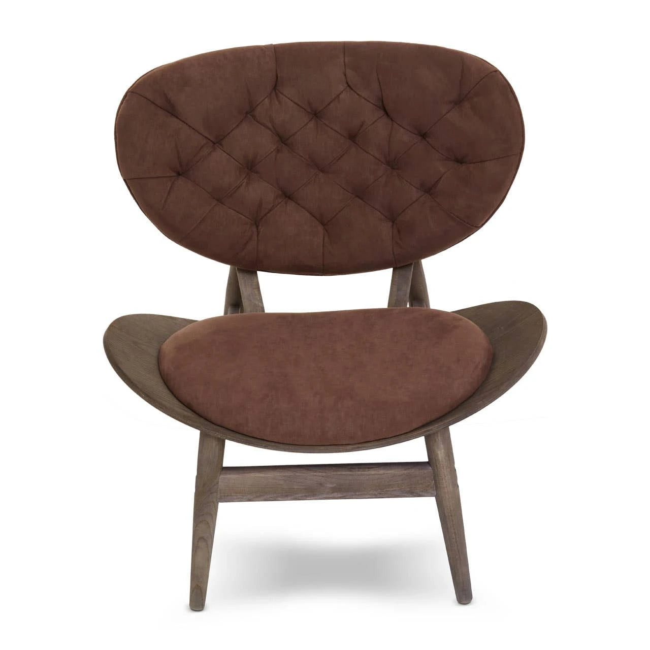 Vinsi Brown Velvet Chair with Dark Elm