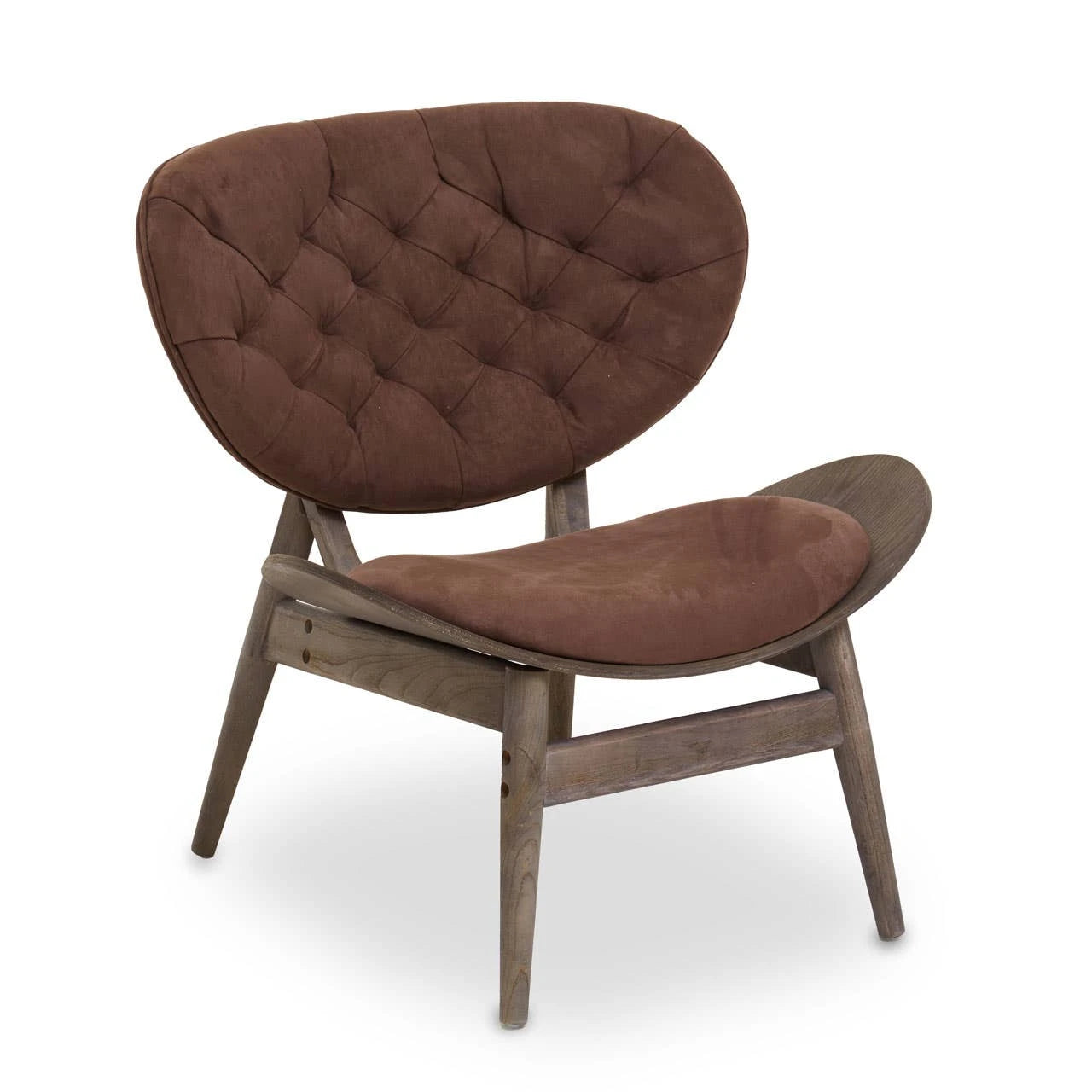 Vinsi Brown Velvet Chair with Dark Elm