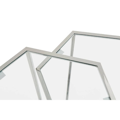 Herber Set Of 2 Silver Finish Hexagon Nesting Tables