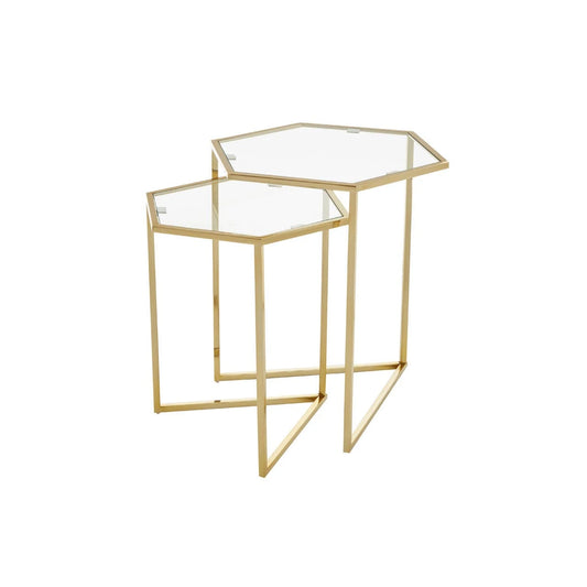 Herber Set Of 2 Gold Finish Hexagon Nesting Tables