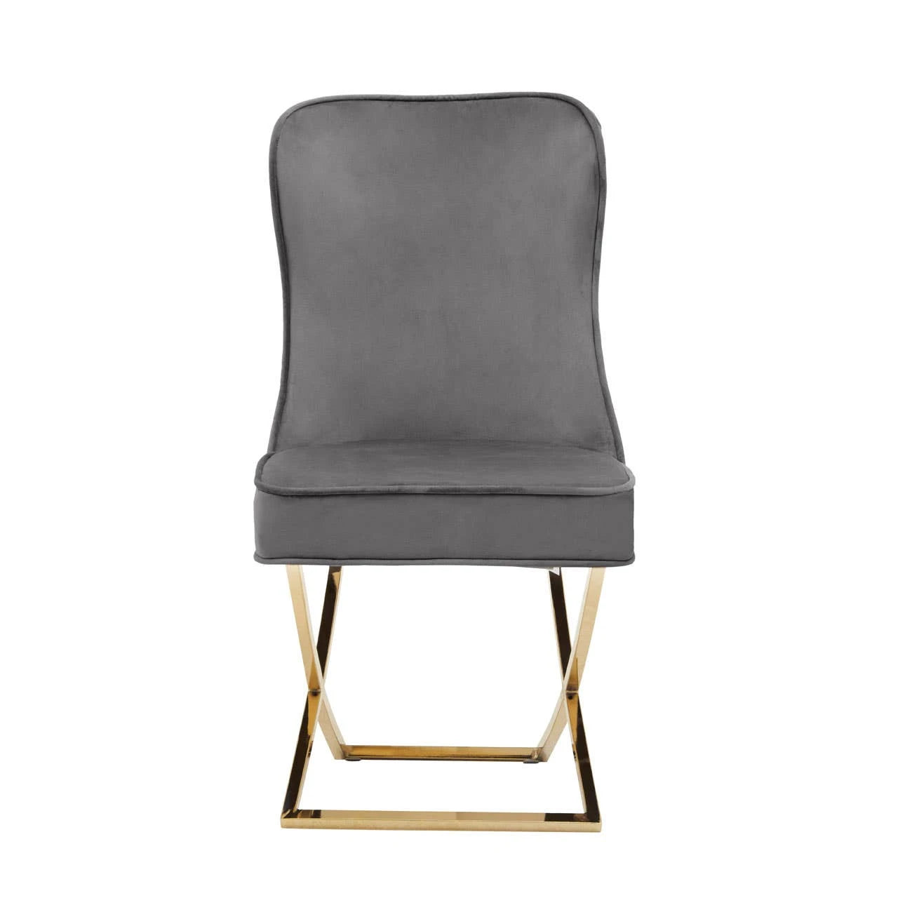 Belle Grey Velvet Dining Chair with Tufted Button Back