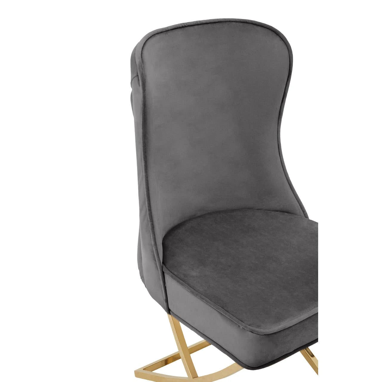 Belle Grey Velvet Dining Chair with Tufted Button Back