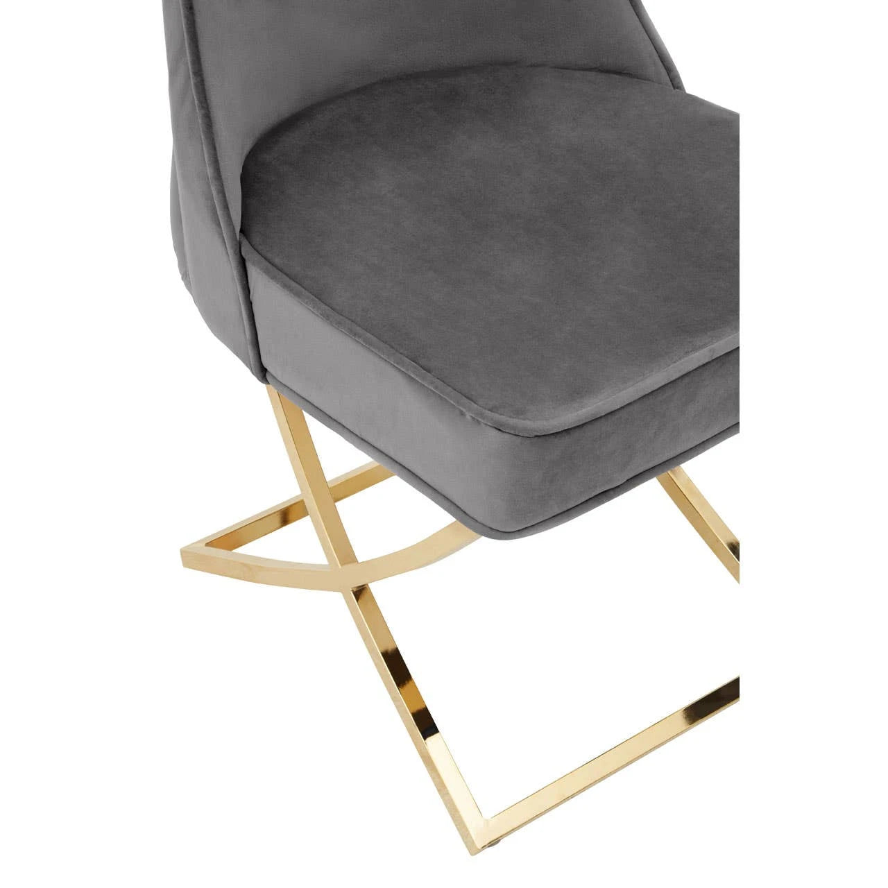 Belle Grey Velvet Dining Chair with Tufted Button Back