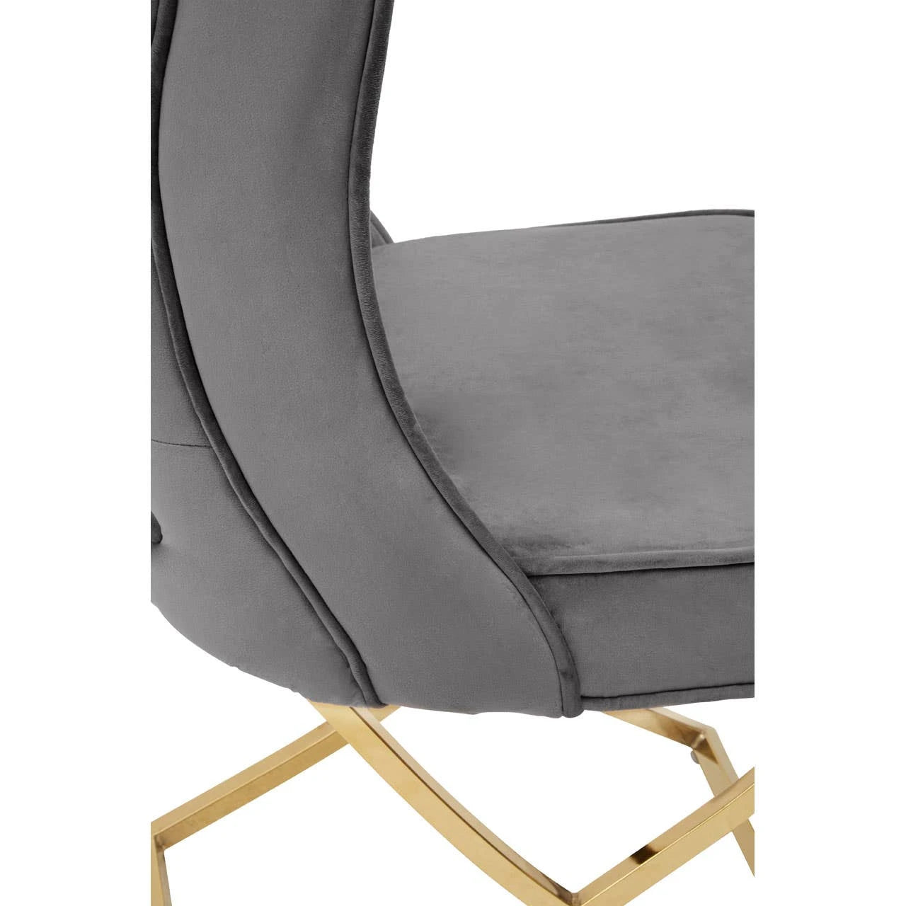 Belle Grey Velvet Dining Chair with Tufted Button Back