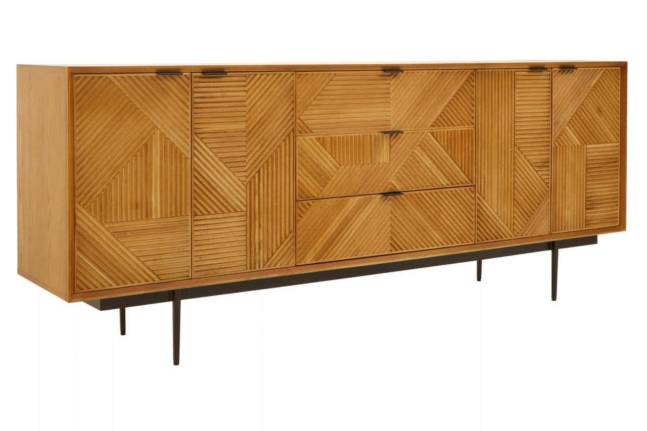 Jakara Natural Finish Sideboard with 4 Doors and 3 Drawers