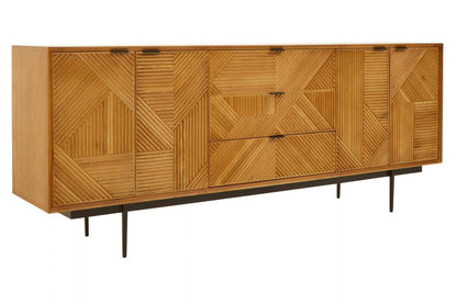 Jakara Natural Finish Sideboard with 4 Doors and 3 Drawers