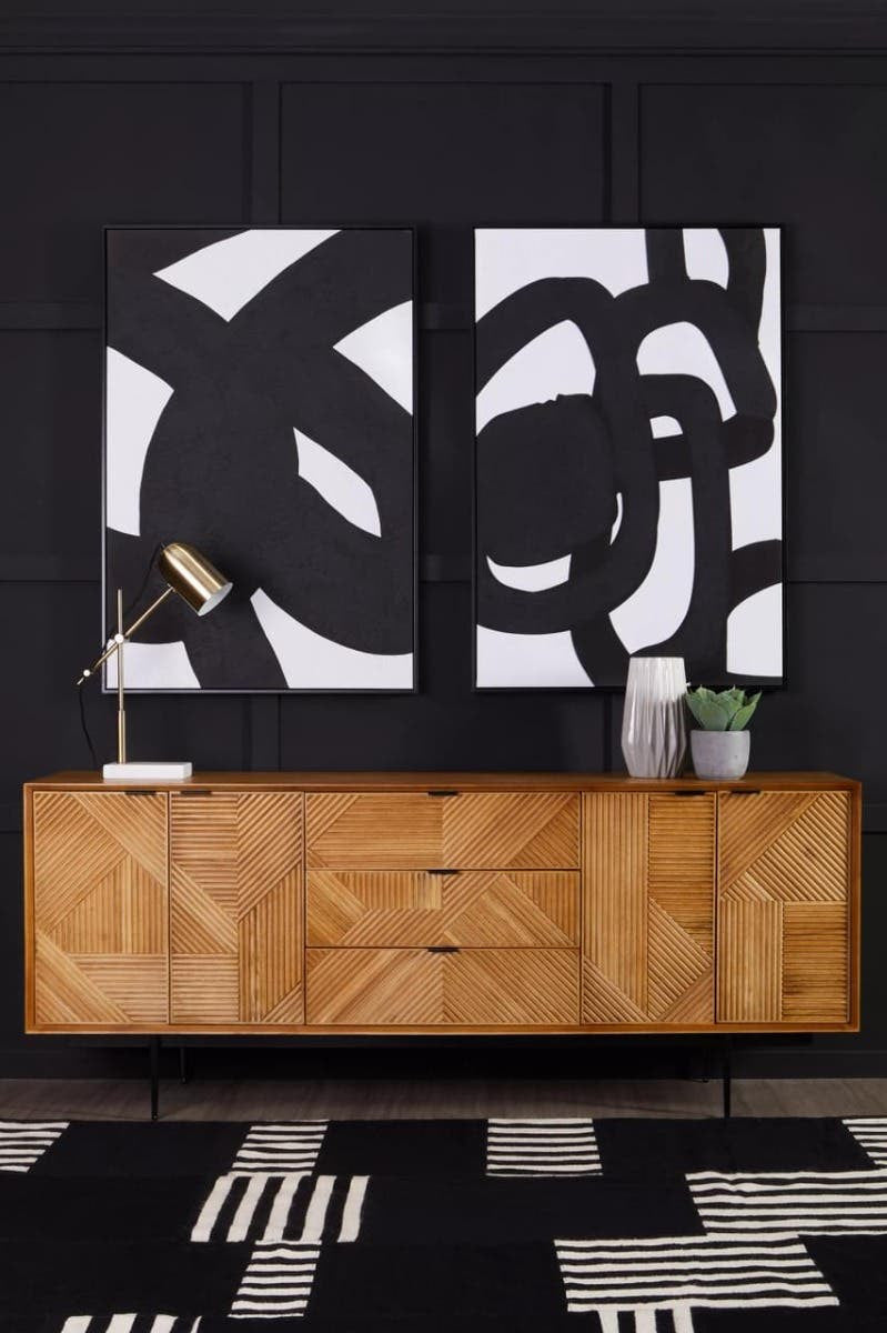 Jakara Natural Finish Sideboard with 4 Doors and 3 Drawers