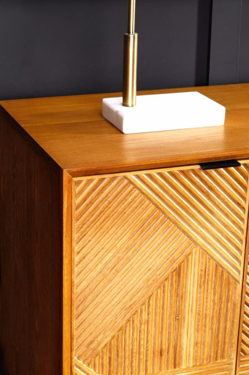 Jakara Natural Finish Sideboard with 4 Doors and 3 Drawers