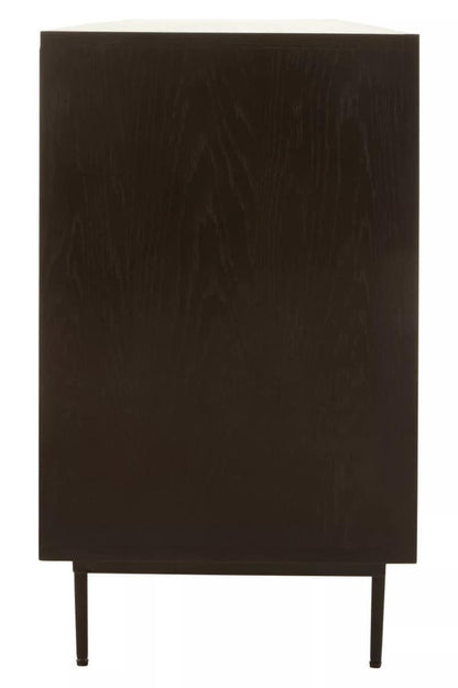 Jakara Black Finish Sideboard with 4 Doors and 3 Drawers
