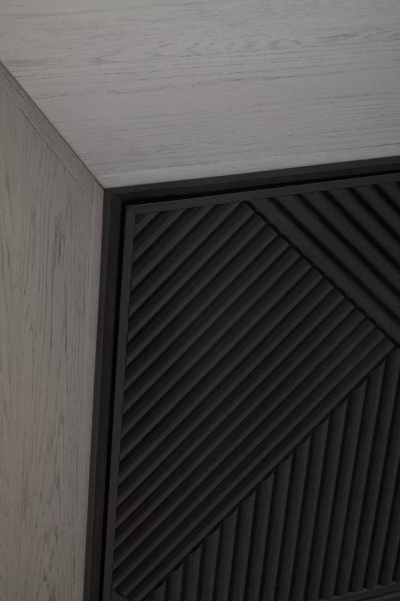 Jakara Black Finish Sideboard with 4 Doors and 3 Drawers