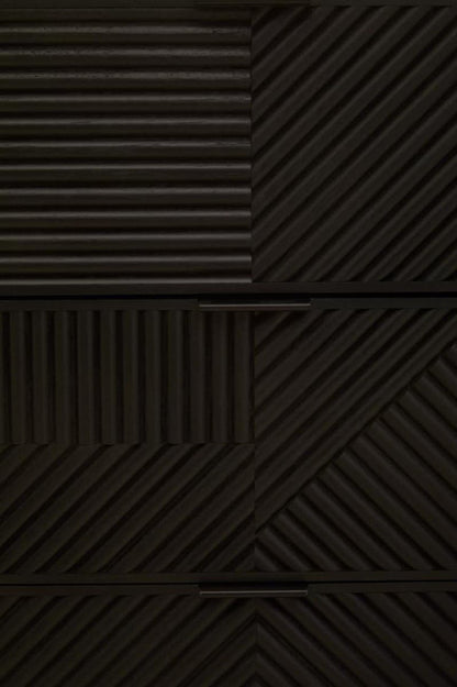 Jakara Black Finish Sideboard with 4 Doors and 3 Drawers