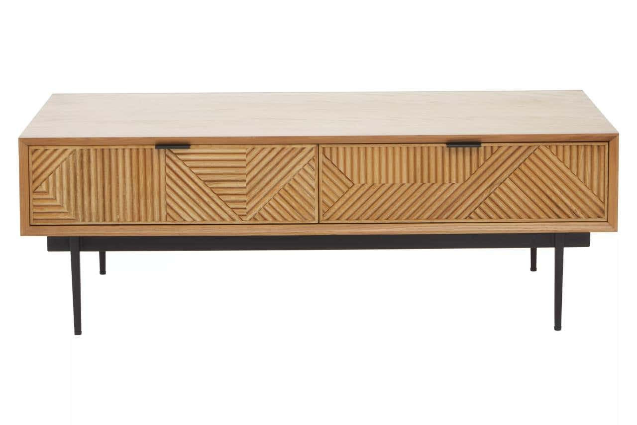 Jakara Natural Finish Coffee Table with Drawers