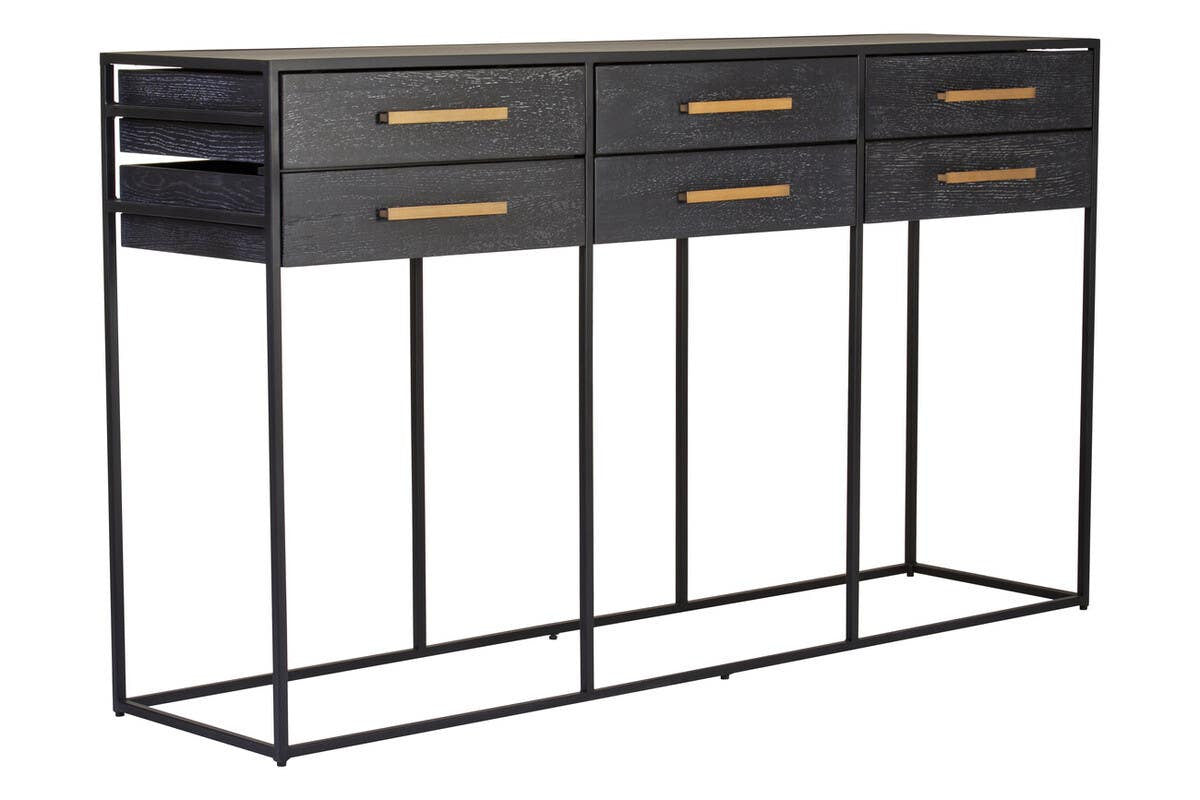 Judd Black Finish 6 Drawer Console Table