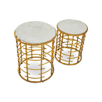 Rabia Set Of 2 Round Tables With Marble Top
