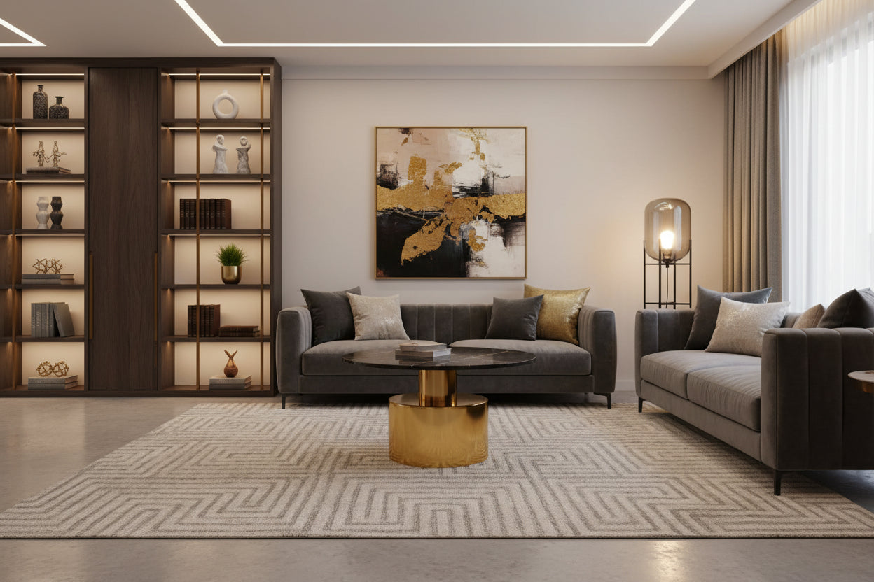 Rabia Coffee Table With Black Marble Top