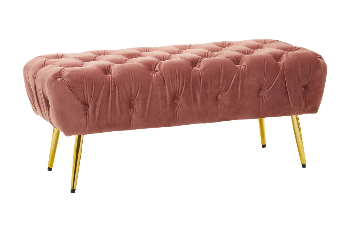Tamra Dusty Pink Velvet Bench with Gold Legs