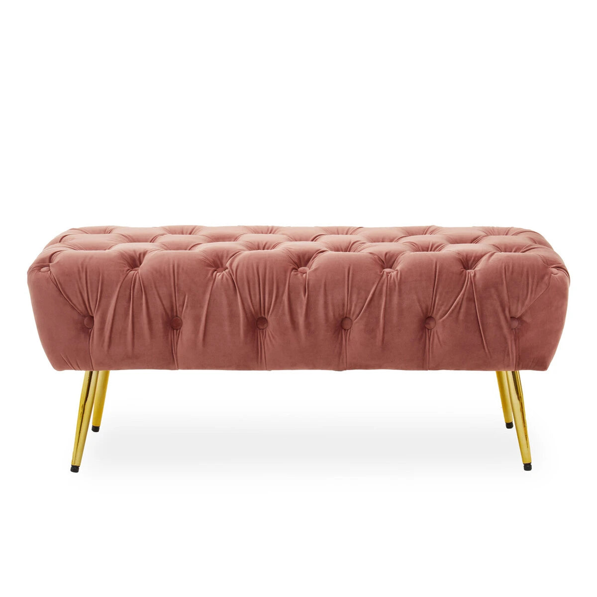 Tamra Dusty Pink Velvet Bench with Gold Legs