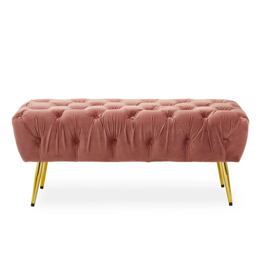 Tamra Dusty Pink Velvet Bench with Gold Legs