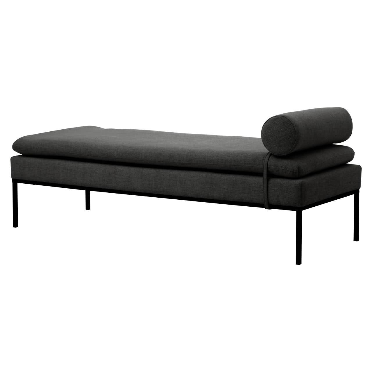 Harley Dark Grey Linen Textured Iron Frame Day Bed
