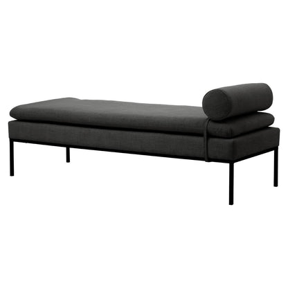 Harley Dark Grey Linen Textured Iron Frame Day Bed