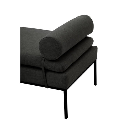 Harley Dark Grey Linen Textured Iron Frame Day Bed