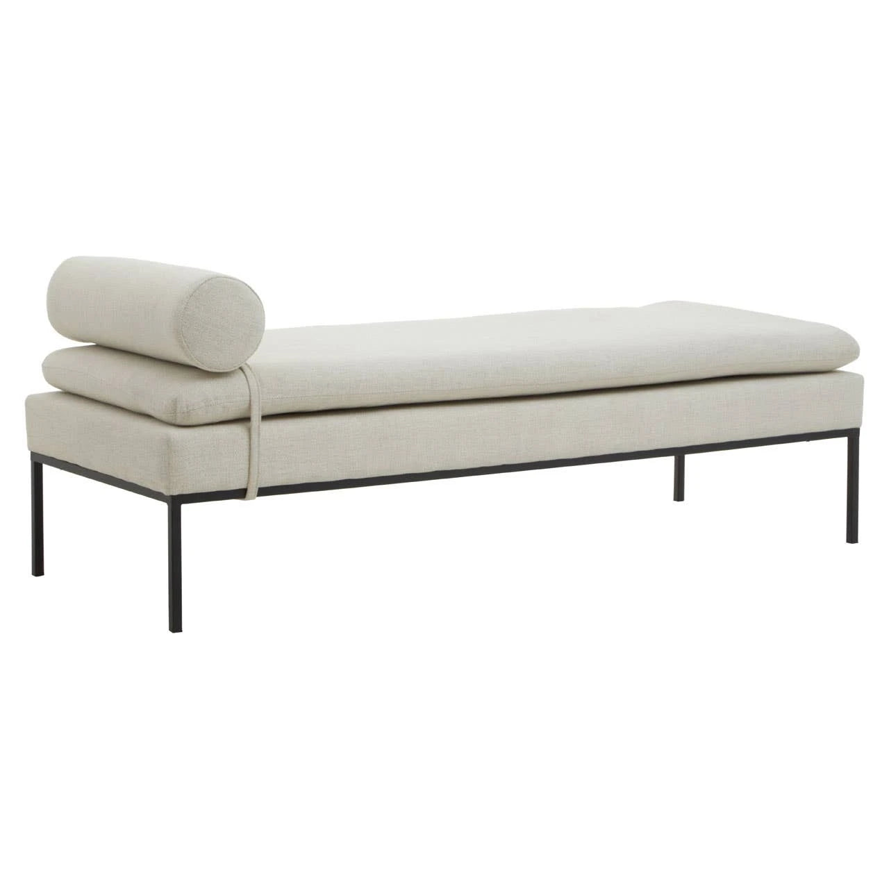 Natural Linen Textured Iron Frame Day Bed