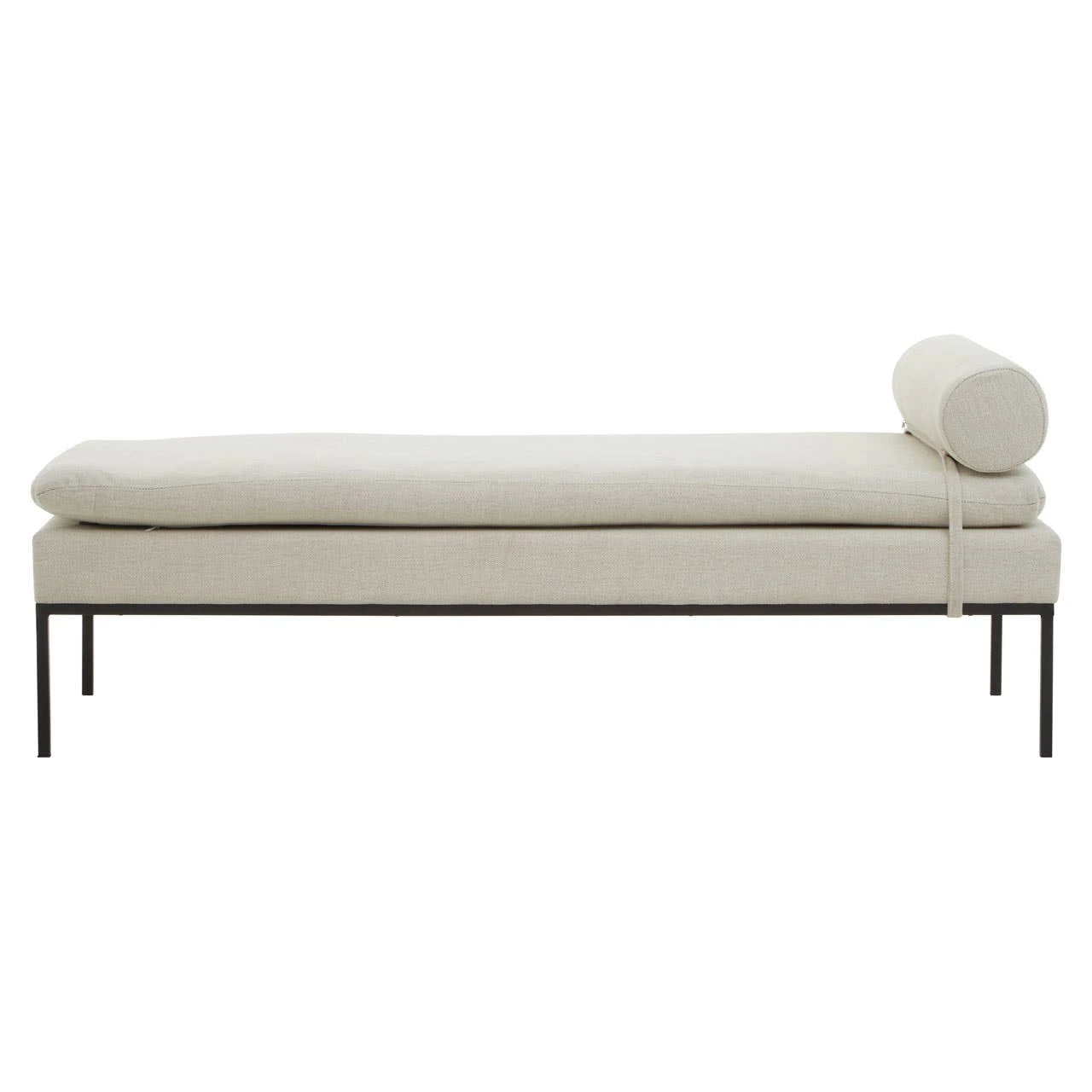 Natural Linen Textured Iron Frame Day Bed