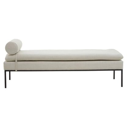 Natural Linen Textured Iron Frame Day Bed