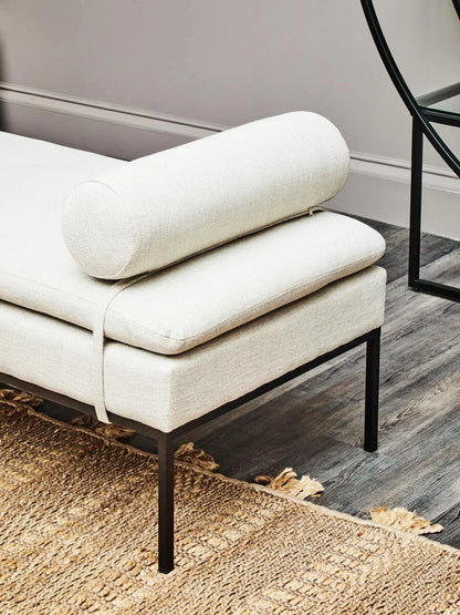 Natural Linen Textured Iron Frame Day Bed