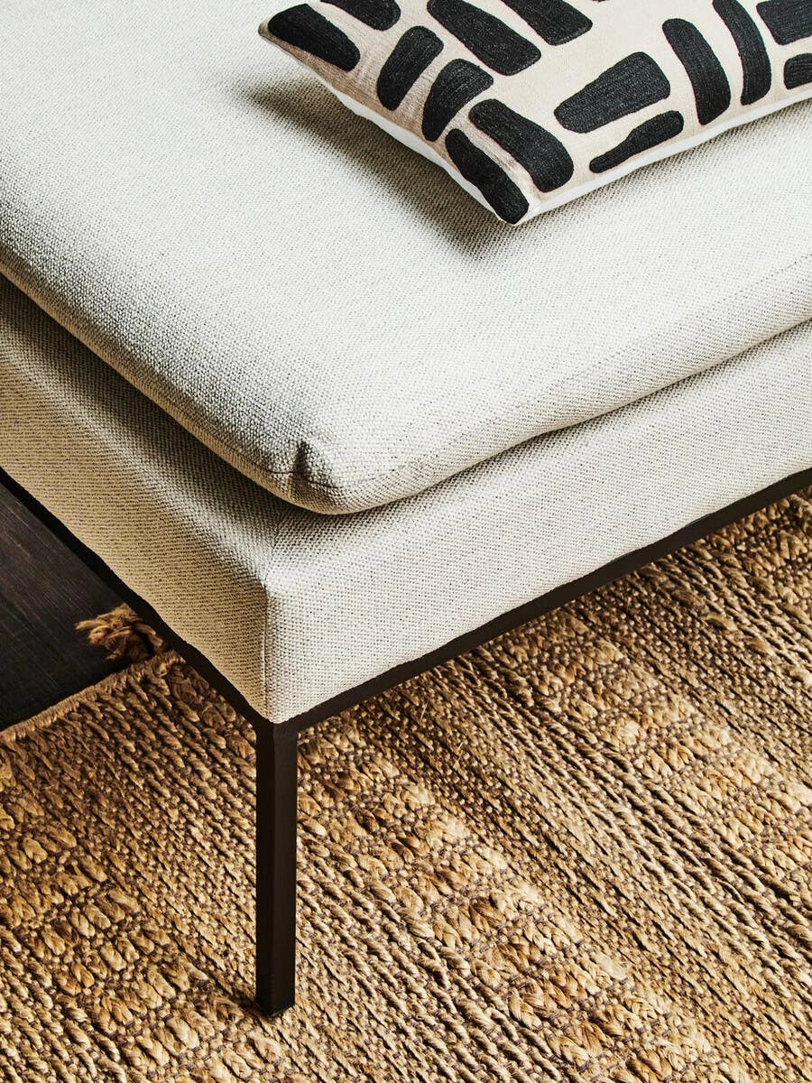 Natural Linen Textured Iron Frame Day Bed