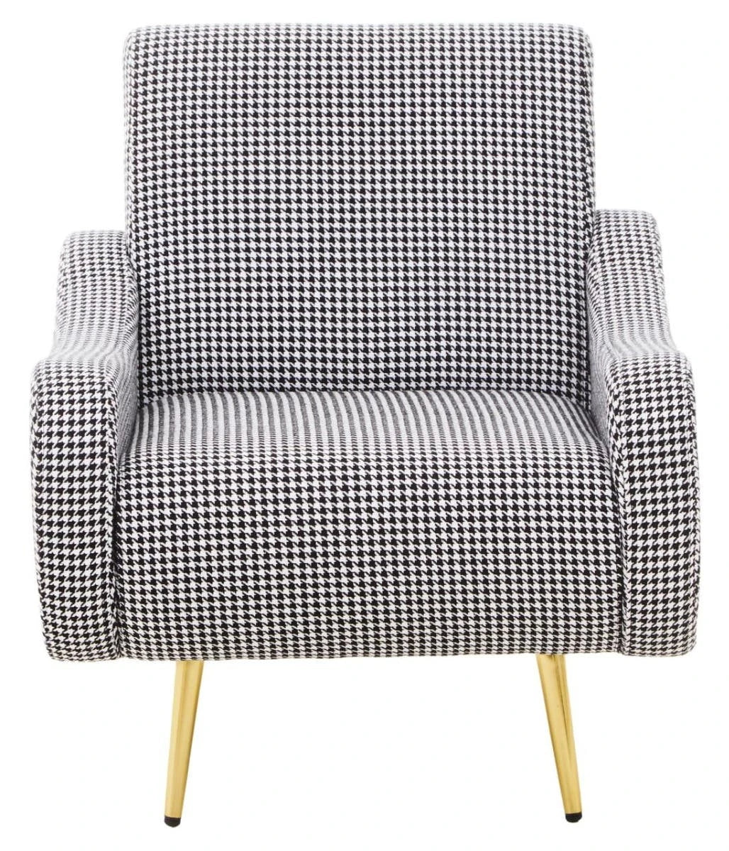 Holli Black And White Houndstooth Pattern Armchair