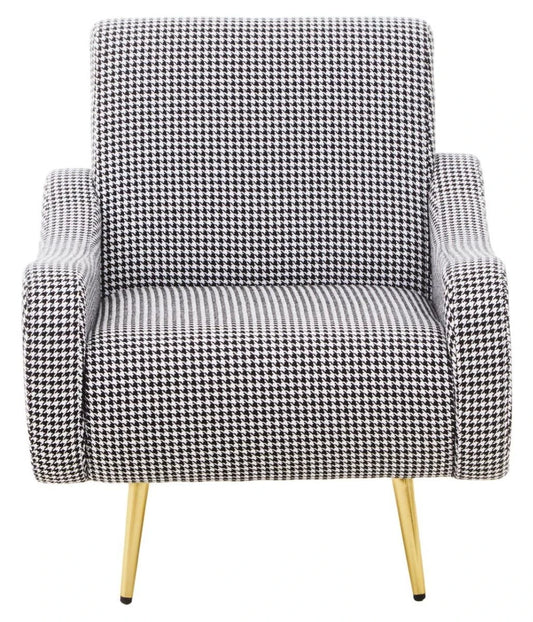Holli Black And White Houndstooth Pattern Armchair