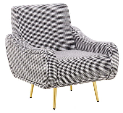 Holli Black And White Houndstooth Pattern Armchair