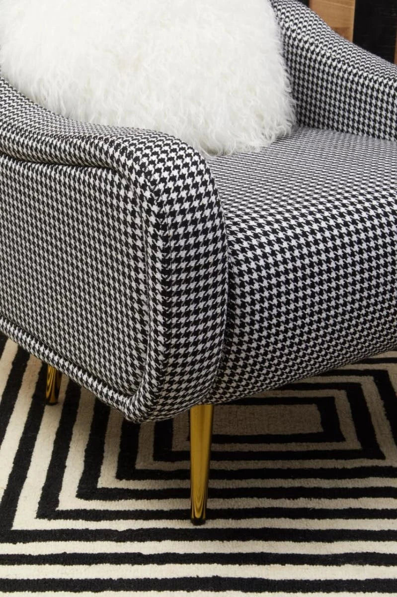 Holli Black And White Houndstooth Pattern Armchair