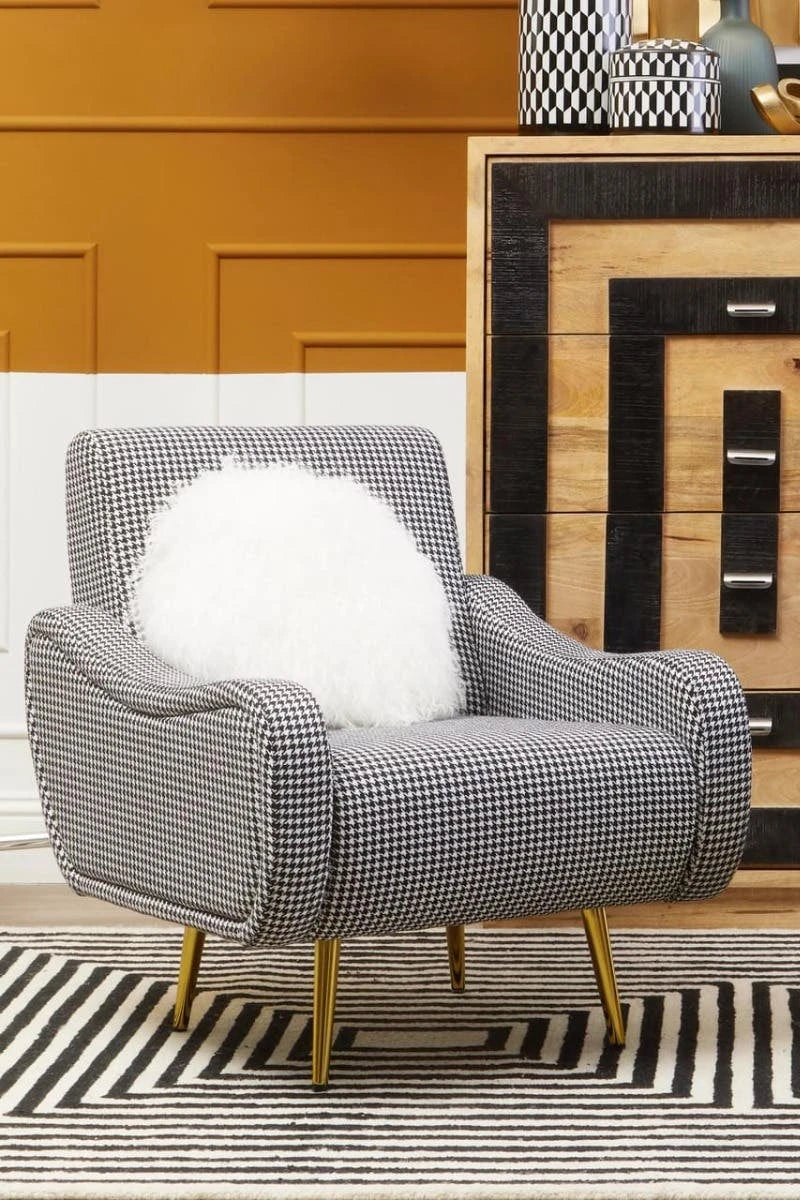 Holli Black And White Houndstooth Pattern Armchair