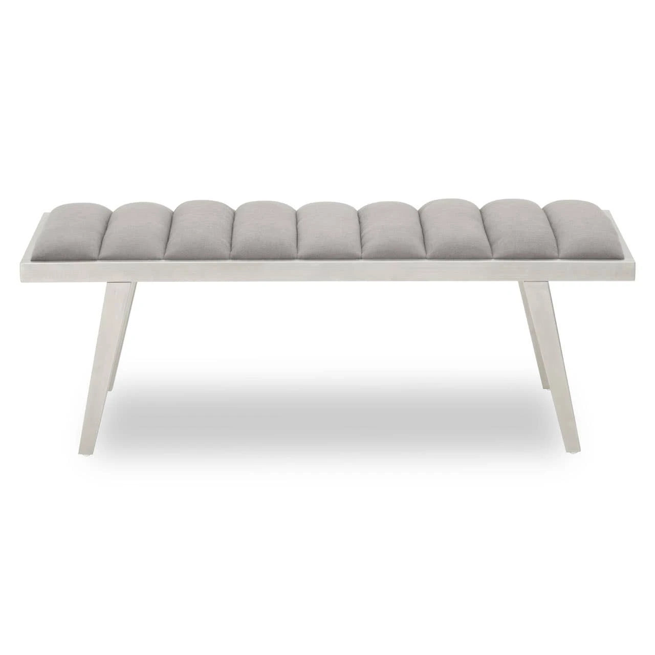 Gilden Grey Velvet Bench with Brused Silver Frame
