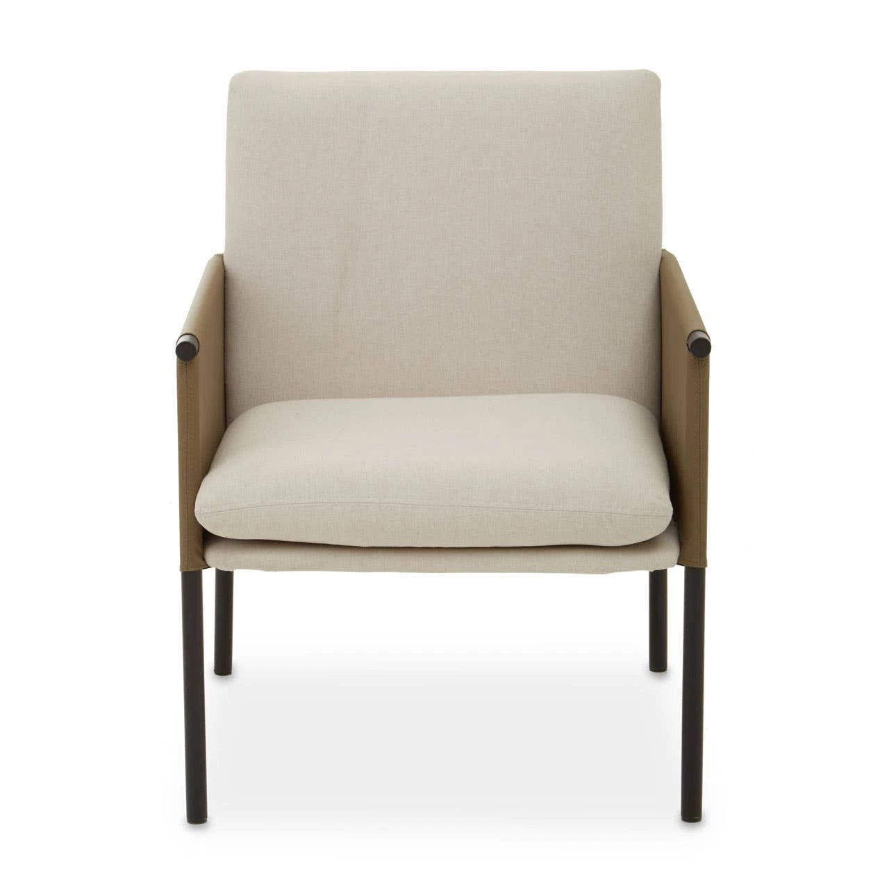 Gilden White Fabric and Brown Faux Leather Dining Chair