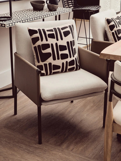 Gilden White Fabric and Brown Faux Leather Dining Chair