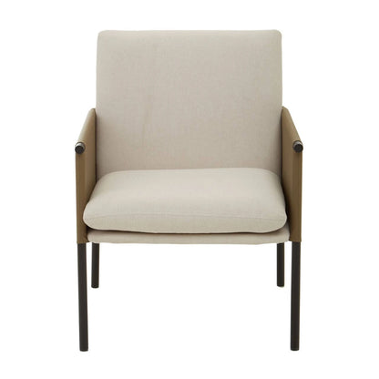 Gilden White Fabric and Brown Faux Leather Dining Chair