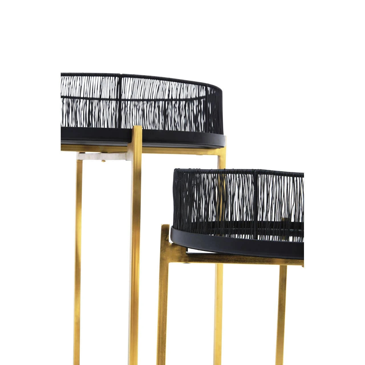 Enzo Set Of Two Black Wire And Gold Frame Side Tables