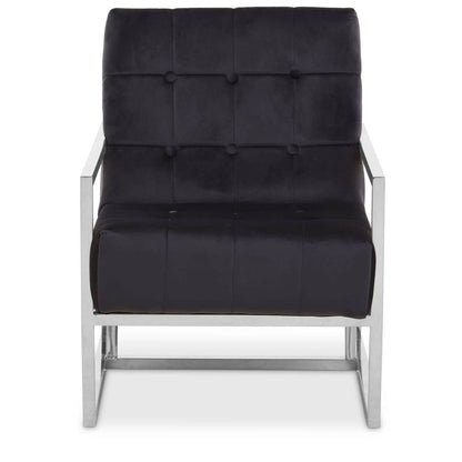 Hana Black Velvet Chair with Stainless Steel Frame