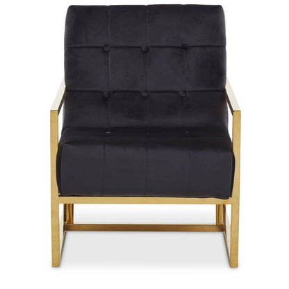Hana Black Velvet Chair With Gold Frame