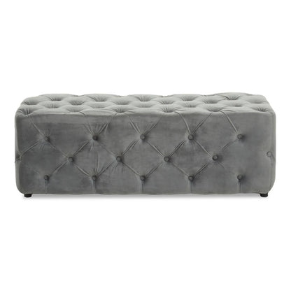 Alea Grey Velvet Button Tufted Bench