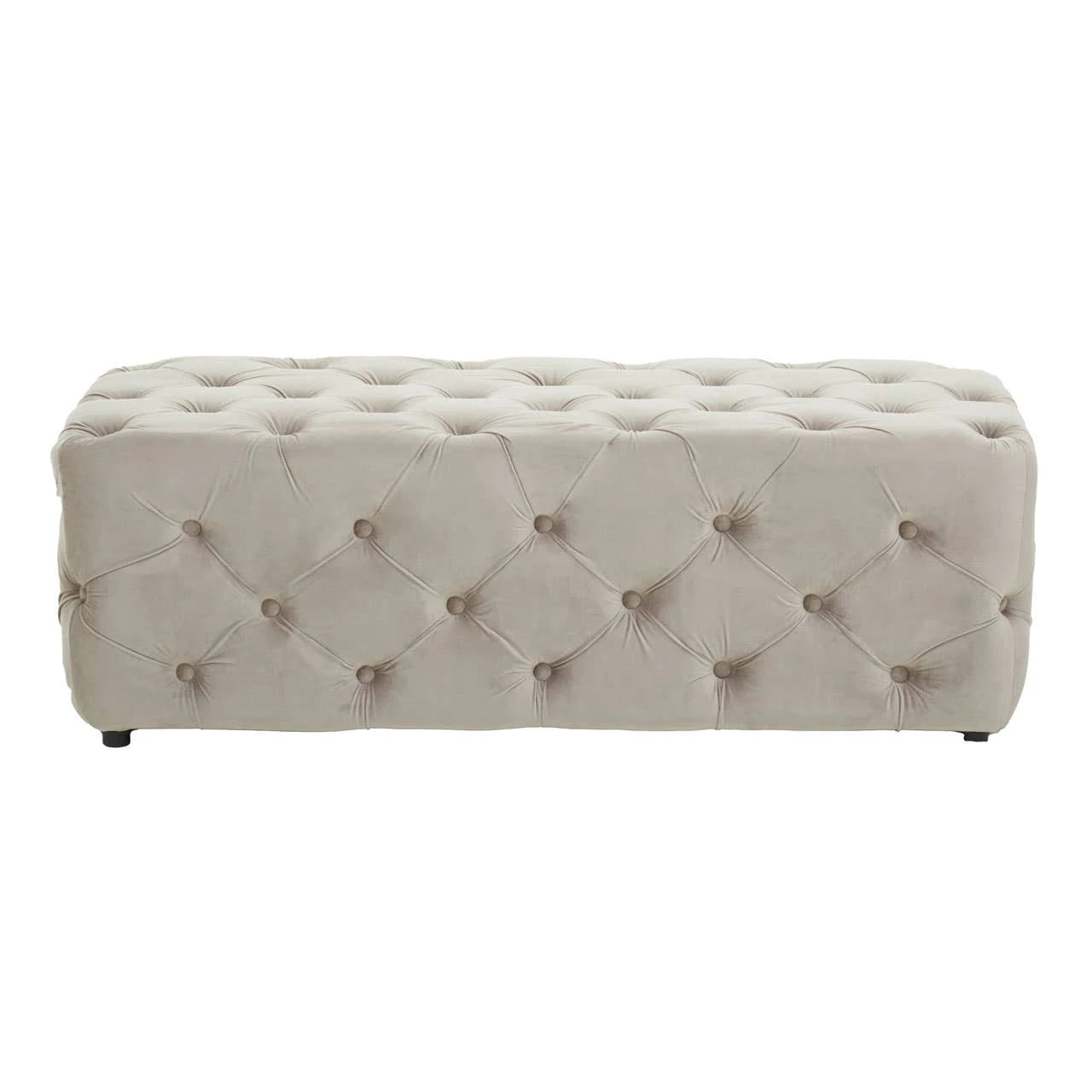 Alea Mink Velvet Button Tufted Bench