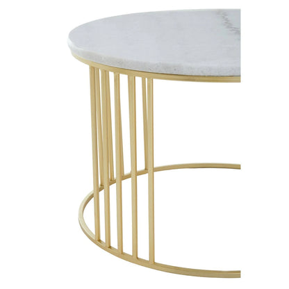 Jodie Set Of Two White Marble And Gold Frame Coffee Tables