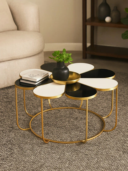 Jodie Black And White Top Petal Shape Table