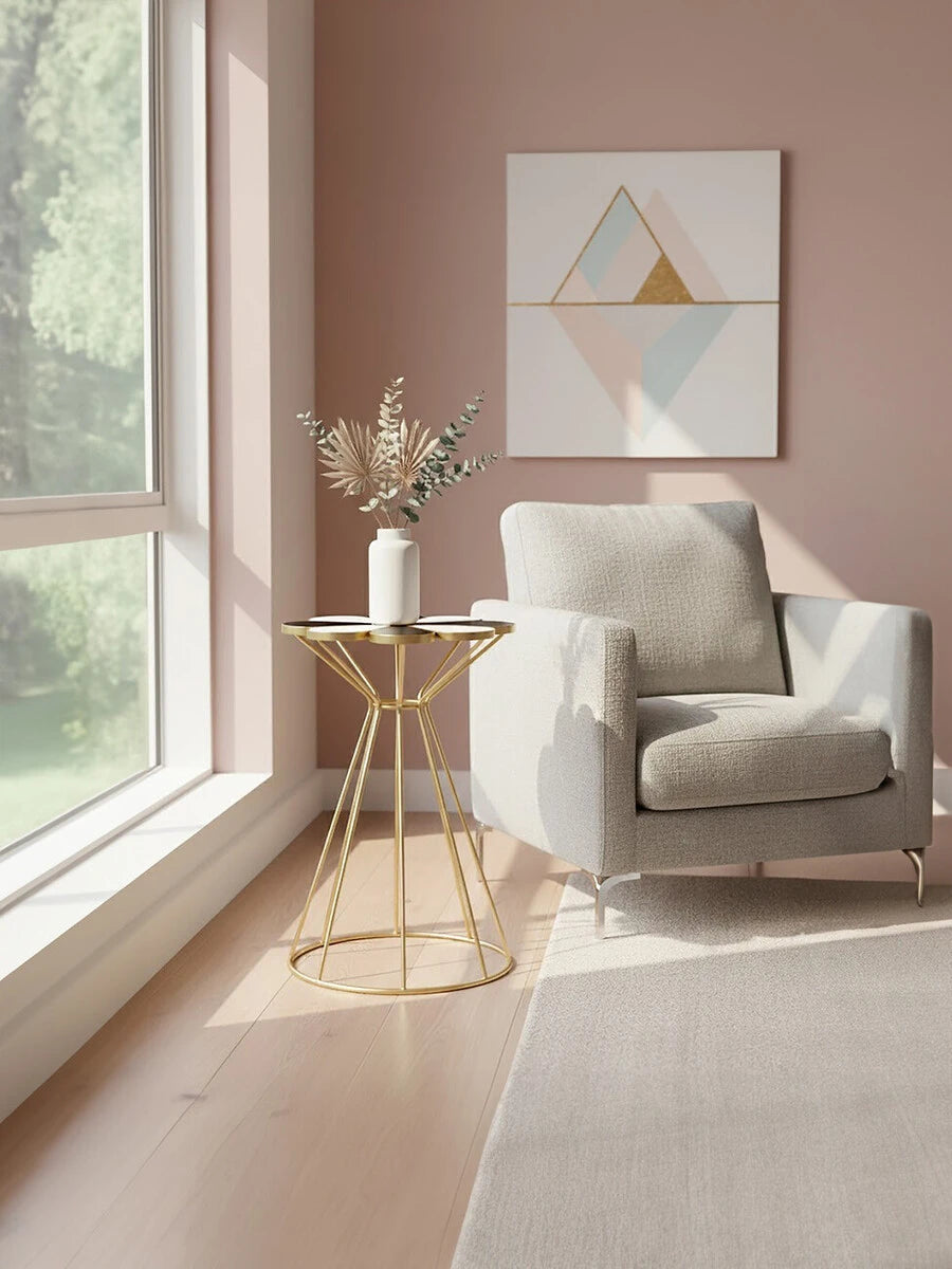 Jodie Black And White Petal End Table