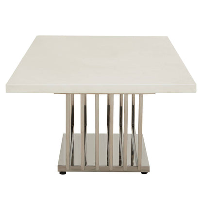 Moda White Faux Marble Coffee Table With Silver Finish Frame