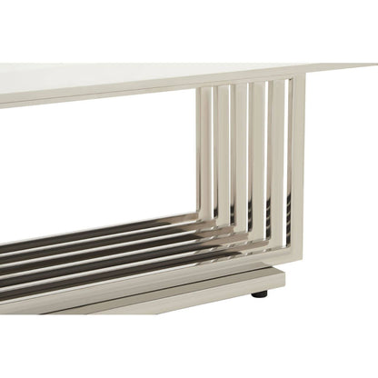 Moda White Faux Marble Coffee Table With Silver Finish Frame