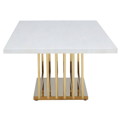 Moda Ivory White Faux Marble Coffee Table With Gold Finished Frame